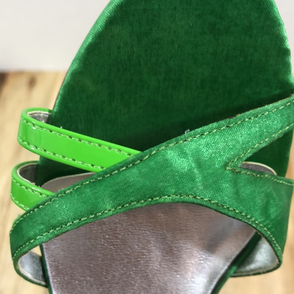 y2k Miss Me Glory Two-Tone Neon Green Stiletto Sandal Pumps 7 - Picture 6 of 7